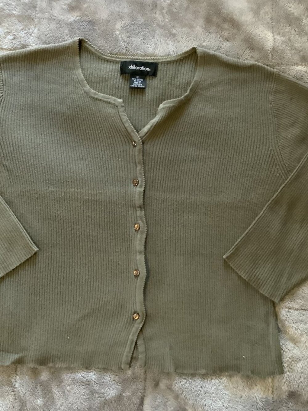 Vintage Xhilaration Ribbed Cardigan Shrug Top Medium Green Australia 100% Cotton